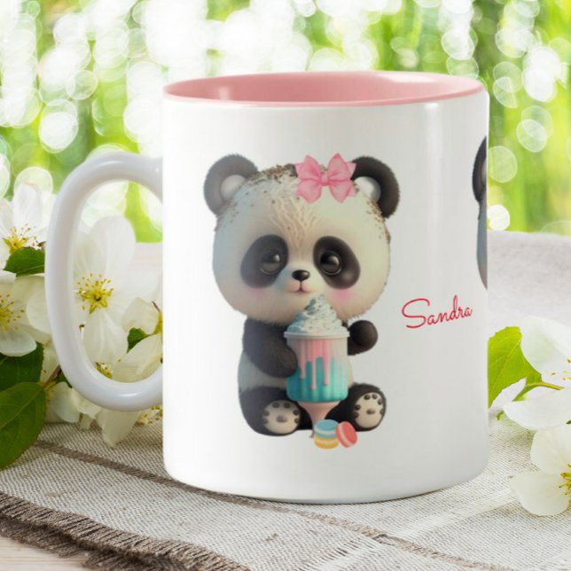 Caneca De Café Em Dois Tons Bela Panda Personalizada (Criador carregado)