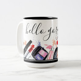 Caneca De Café Em Dois Tons Bela Personalizada Salão Cosméticos Makeup Brushes