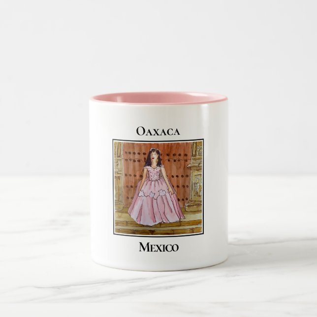 Caneca De Café Em Dois Tons Bela Tehuana em Traje de Noiva Tradicional (Centro)