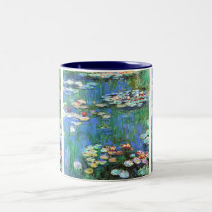 Caneca De Café Em Dois Tons Belas artes 1916 de Claude Monet dos lírios de