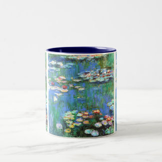 Caneca De Café Em Dois Tons Belas artes 1916 de Claude Monet dos lírios de