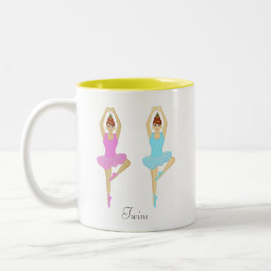 Caneca De Café Em Dois Tons Belas bailarinas de balé gêmeas