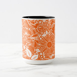 Caneca De Café Em Dois Tons Belas Botânicas Laranja Café Mug