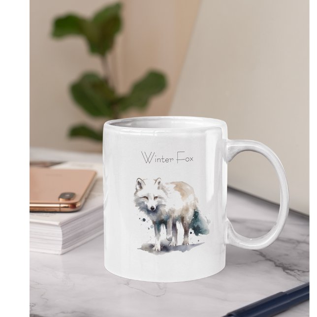 Caneca De Café Em Dois Tons Beleza Árctica: Costume da Fox de inverno (Criador carregado)
