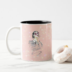 Caneca De Café Em Dois Tons Beleza feminina preta e rosa