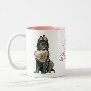 Caneca De Café Em Dois Tons Belga Sheepdog Heart Mãe