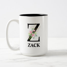 Caneca De Café Em Dois Tons Belo alfabeto florido Z monogramado