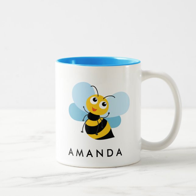Caneca De Café Em Dois Tons Belo AMARELO - BEE Personalizada (Direita)