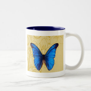Caneca De Café Em Dois Tons Belo Blue Butterfly Vintage art