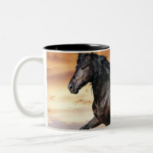 Caneca De Café Em Dois Tons Belo Cavalo Negro
