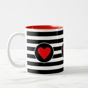 Caneca De Café Em Dois Tons Belo Coração Vermelho em Black & White Strike