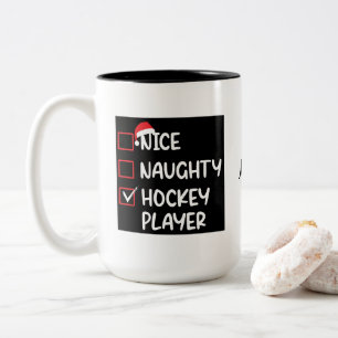 Caneca De Café Em Dois Tons Belo Naught Hockey Player Engraçado Natal