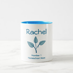 Caneca De Café Em Dois Tons Belo Número 1, escola doméstica Mãe Azul e Branco