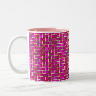 Caneca De Café Em Dois Tons Belo padrão de Azulejo Abstrato a rosa