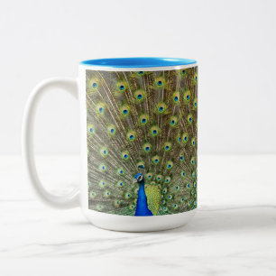 Caneca De Café Em Dois Tons Belo pássaro pavão