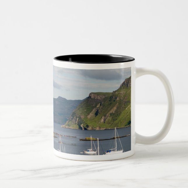 Caneca De Café Em Dois Tons Belo porto e veleiros com reflexos em (Direita)