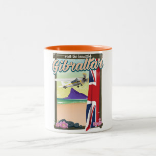Caneca De Café Em Dois Tons Belo Poster de viagens de Gibraltar