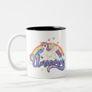 Caneca De Café Em Dois Tons Belo Rainbow Unicorn
