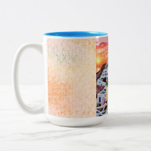 Caneca De Café Em Dois Tons Belo Sol em Santorini