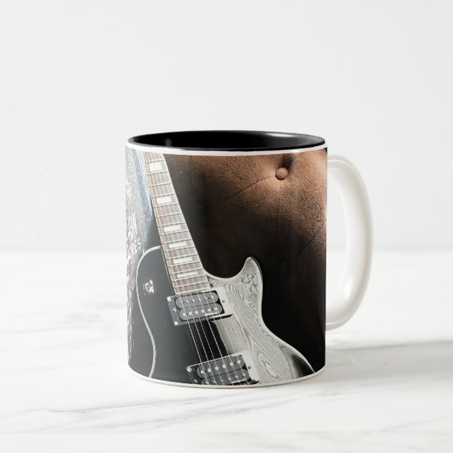 Caneca De Café Em Dois Tons Belo Violão Acústico (Frente Esquerda)