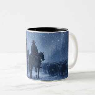 Caneca De Café Em Dois Tons Belos Caubóis Country Western Natal Gado