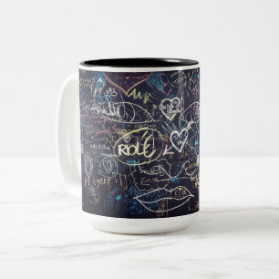 Caneca De Café Em Dois Tons Belos grafites