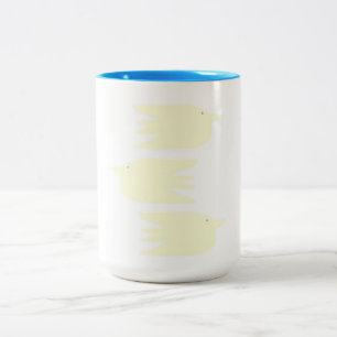 Caneca De Café Em Dois Tons belos pombos pintando arte