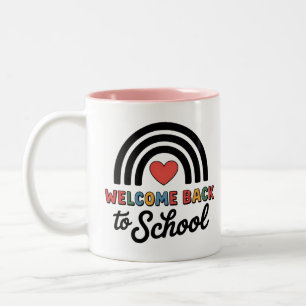 Caneca De Café Em Dois Tons Bem-vindos de volta à escola doação de café de pro