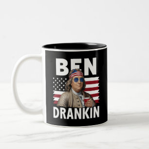 Caneca De Café Em Dois Tons Ben Drankin Beer 4 de julho Vintage Flag Funny