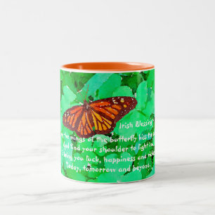Caneca De Café Em Dois Tons Bênção da Borboleta Irlandesa