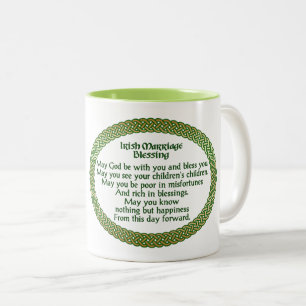 Caneca De Café Em Dois Tons Bênção do Casamento irlandês, Casamento Dourado e