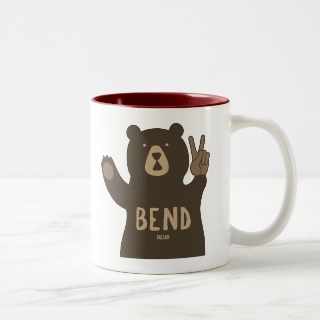 Caneca De Café Em Dois Tons Bend Oregon Peace Bear (Direita)