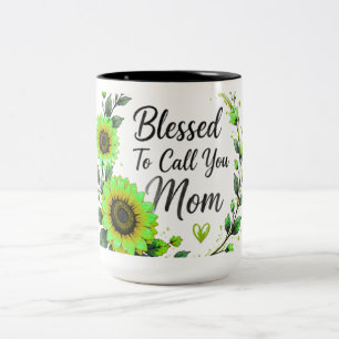Caneca De Café Em Dois Tons Bendita Por Chamar Você de Mãe Girassol