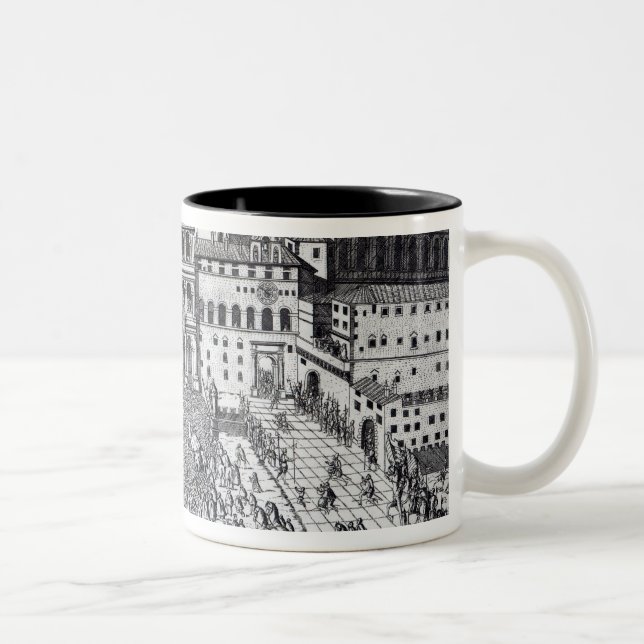 Caneca De Café Em Dois Tons Benediction do papa no quadrado de St Peter (Direita)