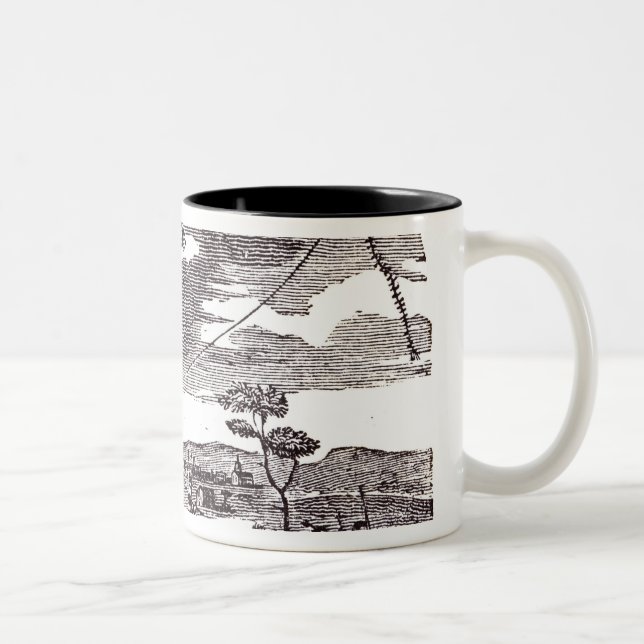 Caneca De Café Em Dois Tons Benjamin Franklin conduz sua experiência do (Direita)