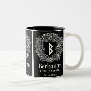 Caneca De Café Em Dois Tons Berkanan Rune/Fertilidade/Versão Negra