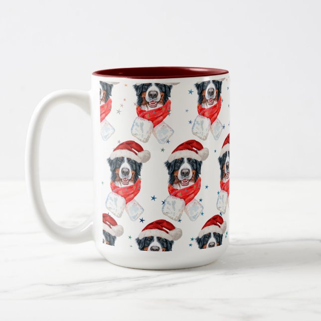 Caneca De Café Em Dois Tons Bernese Mountain Dog Breed Natal (Esquerda)