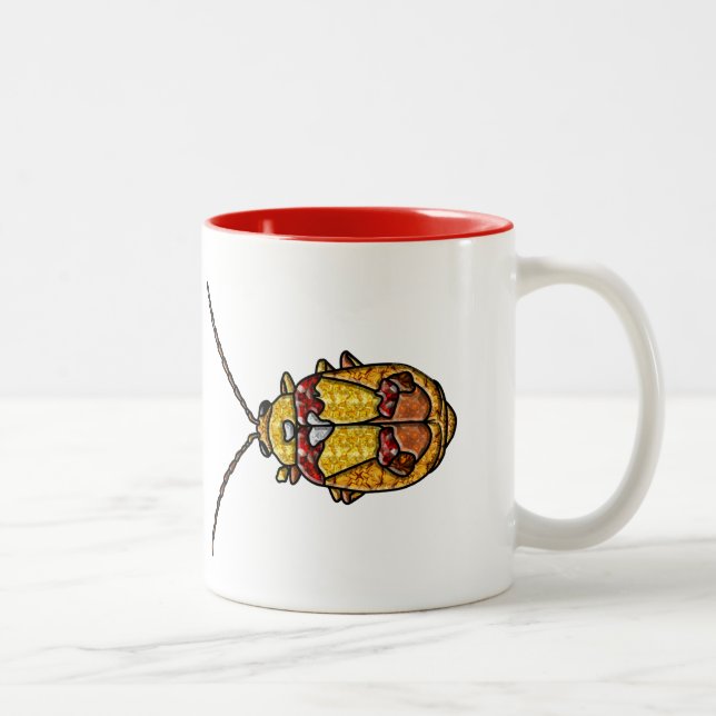Caneca De Café Em Dois Tons Besouro de Folha Vermelho (Direita)