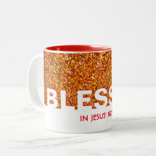 Caneca De Café Em Dois Tons BESSADO EM Nome De Jesus   Na moda RED Glitter