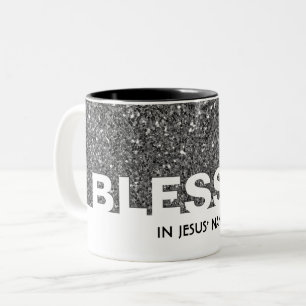 Caneca De Café Em Dois Tons BESSADO EM Nome De Jesus Na moda SILVER Glitter