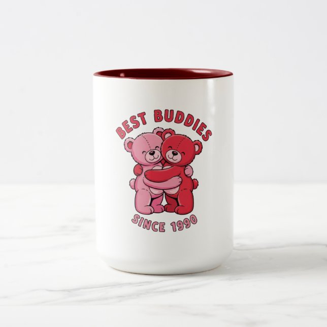 Caneca De Café Em Dois Tons Best Buddies Since 1990 Hugging Teddy Bears  (Centro)