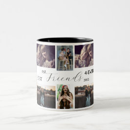 Caneca De Café Em Dois Tons Best Friends 4-Ever – 8 Photo Collage Mug + Year