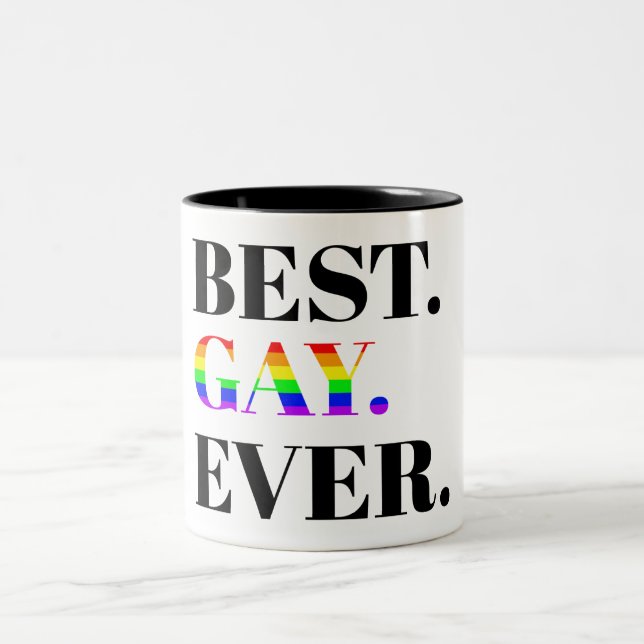 Caneca De Café Em Dois Tons Best Gay Ever MLM Pride (Centro)