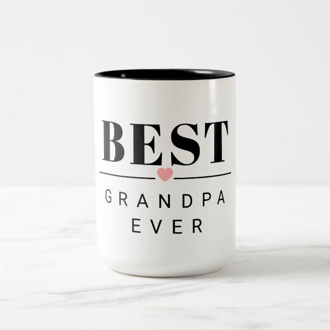Caneca De Café Em Dois Tons Best grandpa ever black and white (Centro)