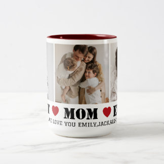 Caneca De Café Em Dois Tons Best Mom Ever Modern 3 Photo Collage Mug