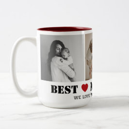 Caneca De Café Em Dois Tons Best Mom Ever Modern 3 Photo Collage Mug