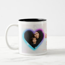 Best Mom Ever Two Photo Collage Neon Glow Ceramic
