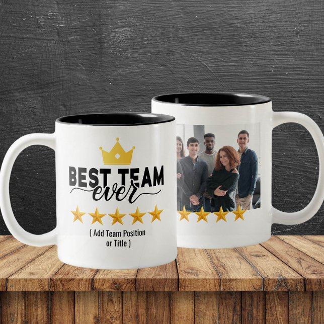 Caneca De Café Em Dois Tons Best Team Ever Custom Name & Photo (Criador carregado)