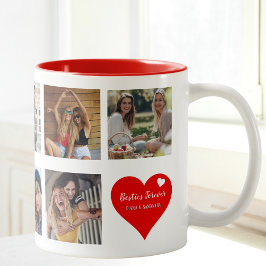 Caneca De Café Em Dois Tons Besties para sempre, Foto e Coração Personalizadas
