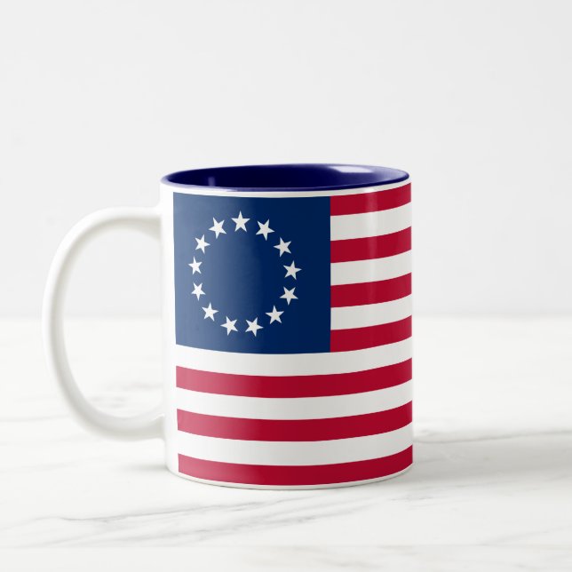Caneca De Café Em Dois Tons Betsy Ross American Flag (Esquerda)